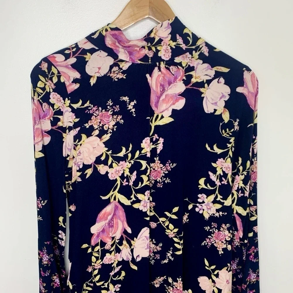 New Free People Tate Navy and Pink Floral Mini Dress
